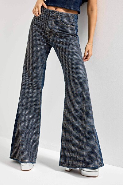 it's basic Жіночі джинси T.Kot Колір T-1w5-7 Flare Fit Передня частина з блискучими камінцями Спеціальний дизайн Джинси з деніму