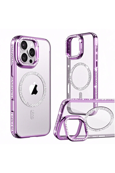 Apple Θήκη με κρυστάλλους για iPhone 16, MagCase, CamStand, Μωβ