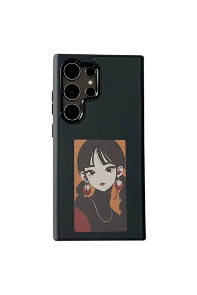 Samsung Husa InkLed pentru S24 Ultra, ShockProof, cu Ecran Digital, Microfiber, PC+TPU, Neagra