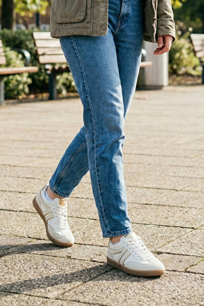 Marjin Women's Sneaker Lace-Up Retro Sports Shoes Denor Gold