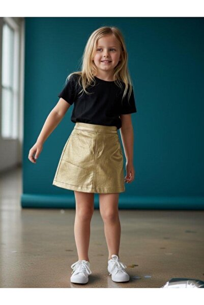 Zekids Fusta din piele aurie pentru fete