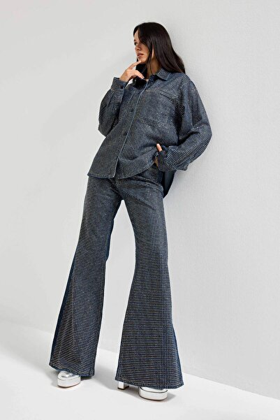 it's basic Women's T.Kot Color T-1W5-7 Oversized Shiny Stone Special Design Denim Jacket