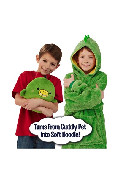 OEM 2-in-1 plush toy pillow and hoodie, green