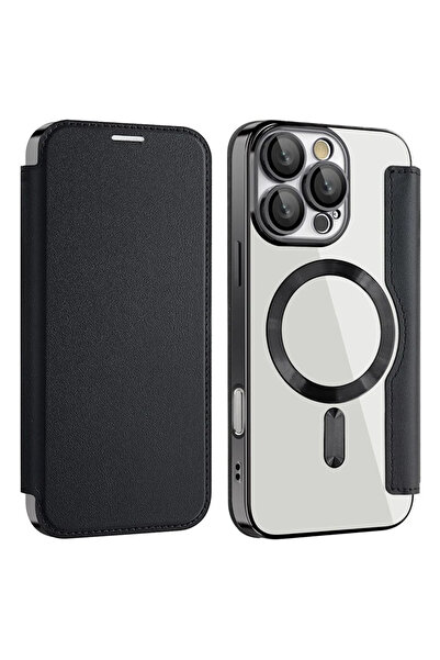 Apple Husa  pentru iPhone 16 Pro, Magnet, RFID protect, Leather, Chrome Edge,...