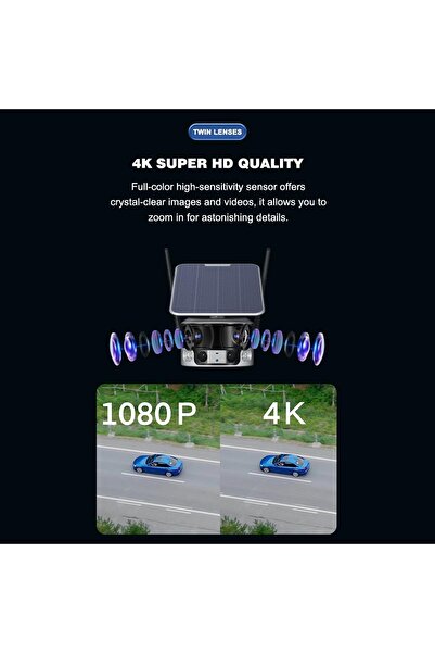 Generic CRONY Y6 WiFi Security Camera - 8MP 4K, 180° View, 18000mAh, IP66, Human Tracking