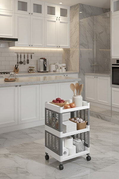 grimorlife 3 Katlı Tekerlekli Çok Amaçlı Düzenleyici – Plastik Saklama & Orga...