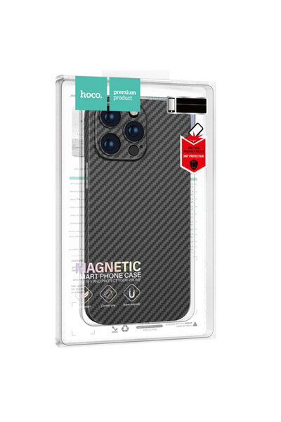 Apple Калъф Hoco за iPhone 14 - MagSafe, карбонов, тънък, черен