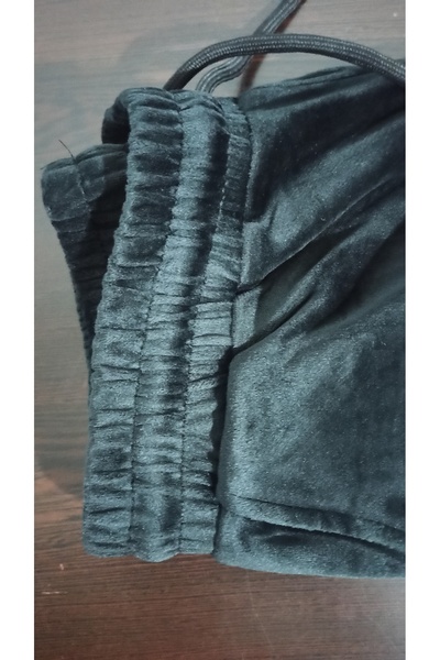 MADAMNİZ Velvet Black Elasticated Sweatpants