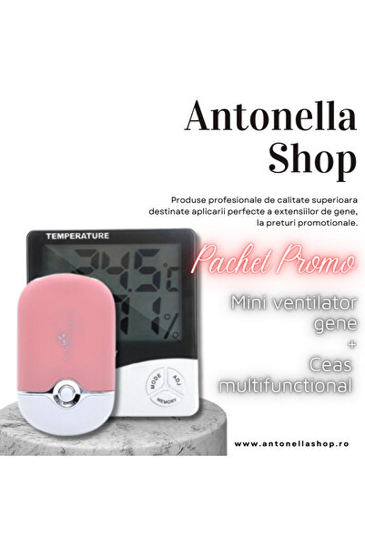 ANTONELLA Pachet Promo Mini Ventilator Gene+Ceas Multifunctional