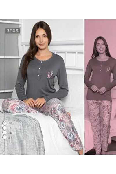 zahyat Women's gray pajama with soft floral print