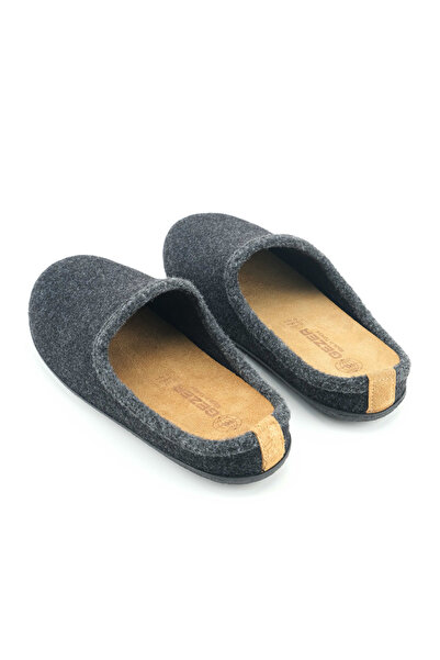 GEZER Men's Winter Slippers with Removable Insole, Genuine Leather, Pvc Sole, Felt Home Garden Slippers