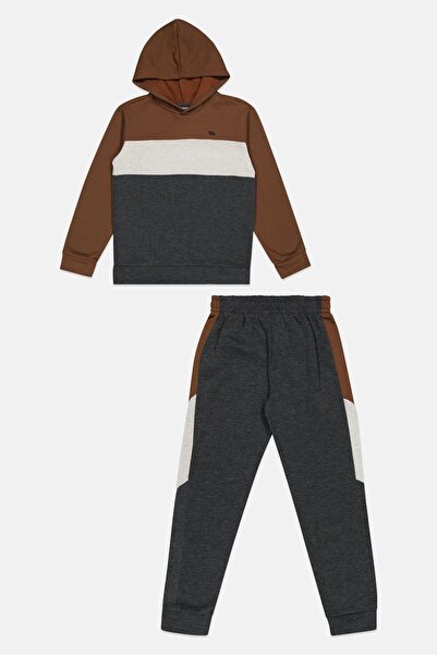 HAWK طقم ملابس رياضية بغطاء رأس وبنطال رياضي بشعار العلامة التجارية للأولاد، مكون من قطعتين، متعدد الألوان