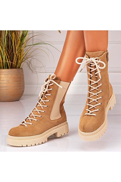 Lush Fashion Women's Cream Suede Boots Code: NS276 (K1)