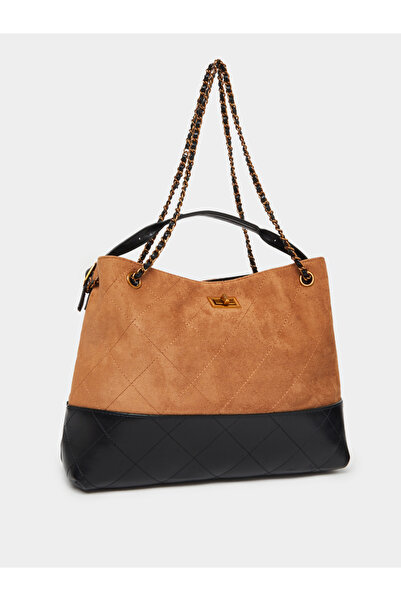 Styli Brown Suede Quilted Hobo Bag