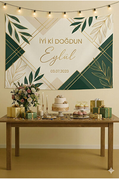 LUNA DİZAYN Kişiye Özel Doğum Günü Happy Birthday Duvar Örtüsü Duvar Halısı B...