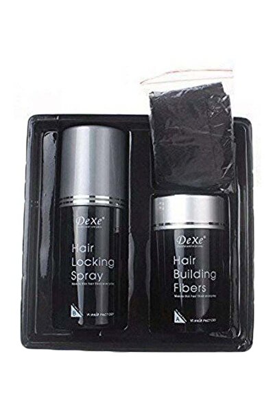 Dixie مجموعة ألياف تكثيف الشعر وبخاخ تثبيت الشعر - أسود