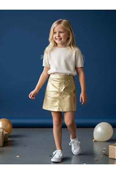 Zekids Fusta din piele aurie pentru fete