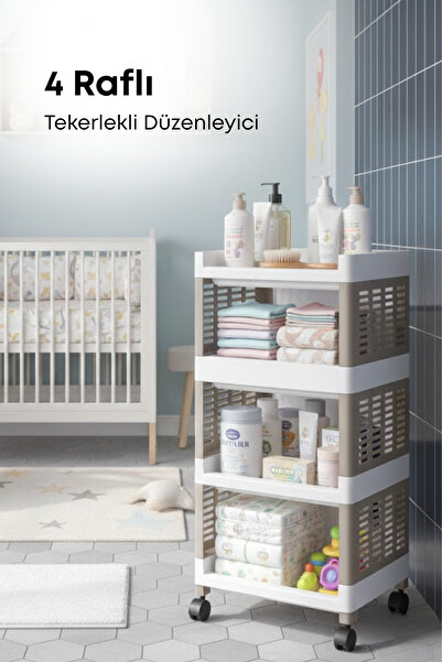 grimorlife 4 Katlı Tekerlekli Çok Amaçlı Düzenleyici – Plastik Saklama & Orga...