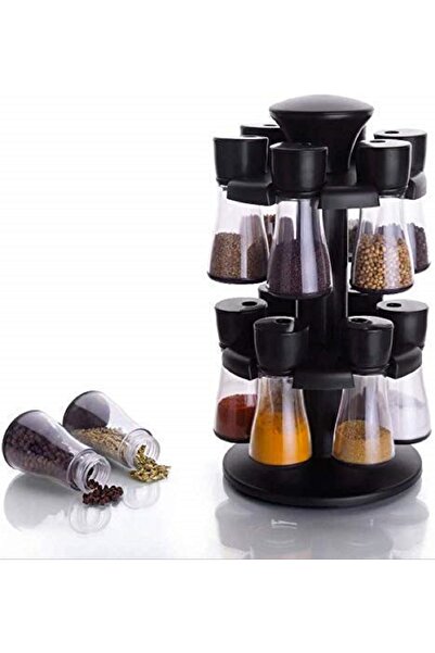 Biki Plastic Revolving Spice Rack With 12pcs Jars 120 ml