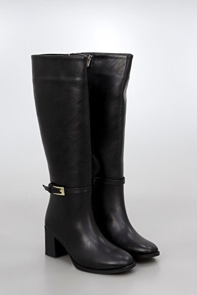 kajal ayakkabı Btzk05 Belt Detail Zippered Boots