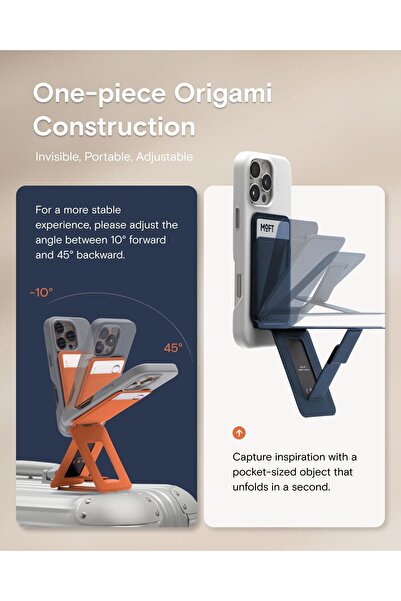 MOFT Phone Tripod Wallet for iPhone, Multi-Angle, MOVAS Vegan Leather, Jet Black (With Card Slot)