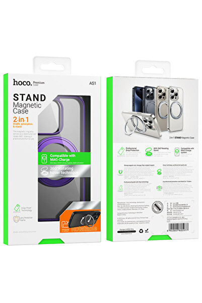 Apple Husa Hoco (AS1) pentru iPhone 15 Pro Max - MagSafe, Ring Stand, Mata, V...