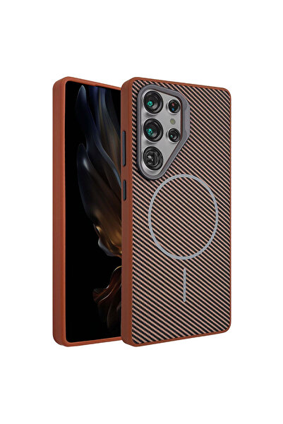 Samsung Θήκη MagFiber για S25 Ultra, Carbon MagCase, AntiShock, Καφέ