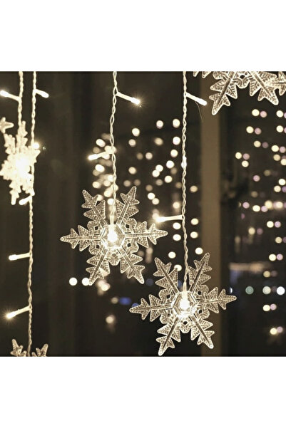 OEM Instalație cortină 3m lungime x 1m înălțime, 80 LED-uri în formă de fulg de zăpadă, multicolore, interconectabile,