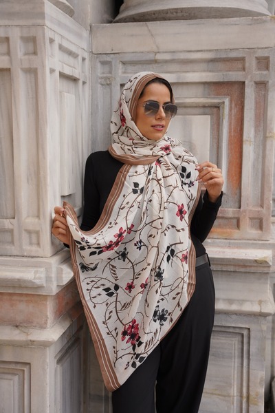 tomrisboutique شال فاخر من قماش الفسكوز والقطن للحجاب مناسب للفصول الأربعة مز...
