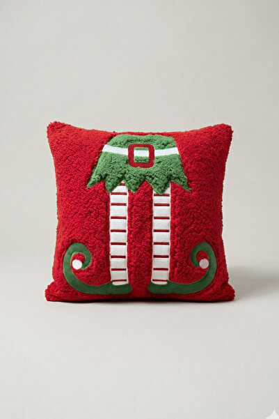 viki concept Christmas Elf Patterned Decorative Throw Pillow Cover – Red Plush |   Christmas New Year Themed