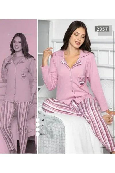 zahyat Women's Pink Striped Cotton Nightgown - Classic Comfortable Design