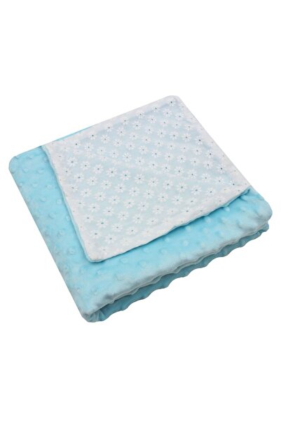 PRICHINDEL Deluxe blanket, minky with embroidered muslin reverse, 80 x 100 cm, turquoise