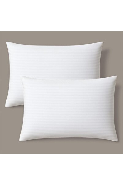 Taç Fine Striped 100% Cotton Satin White Color 2-Piece Pillowcase 50X70 cm