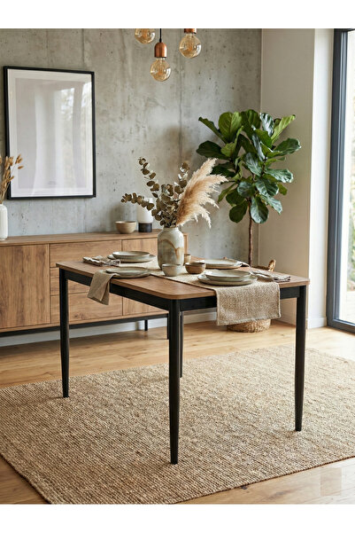 DİLETTO 70X110 CEVİZ ATLANTİK ÇAM MASA SABİT MUTFAK MASASI YEMEK MASASI METAL...