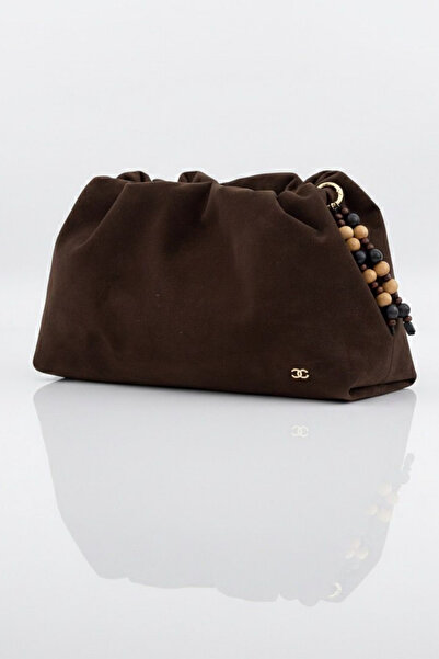 vattara Дамска чанта от велур с шнур, кафява
