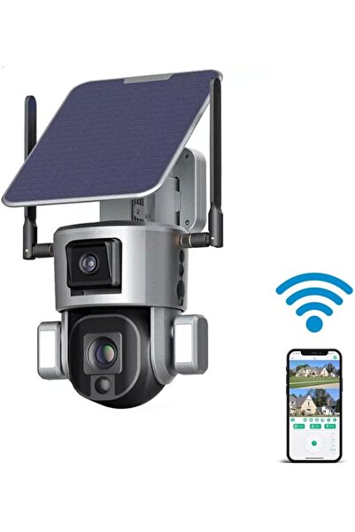 Generic CRONY S5 WiFi 4K Solar PTZ Camera - 8MP, 10X Zoom, Dual Lens