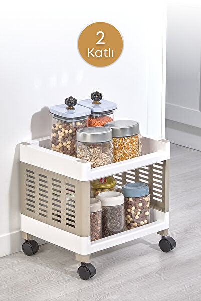 grimorlife 2 Katlı Tekerlekli Çok Amaçlı Düzenleyici – Plastik Saklama & Orga...