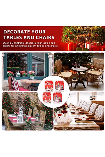 TSLBW 4 Pcs Christmas Chair Back Covers, Red and White