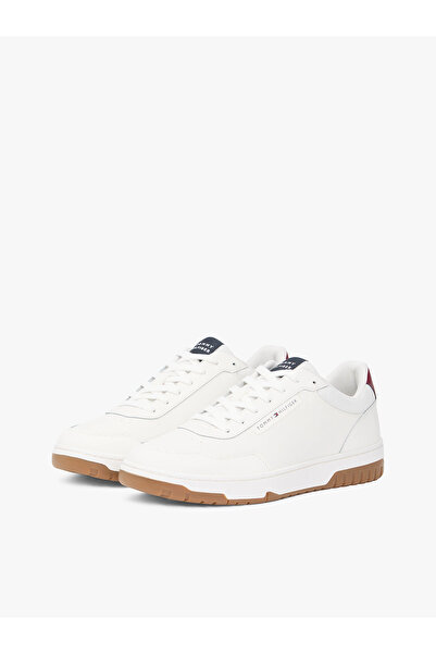 Tommy Hilfiger Men's Leather Laced Comfortable Sole Flat Model White Sneaker Fm0Fm05713-0Gy