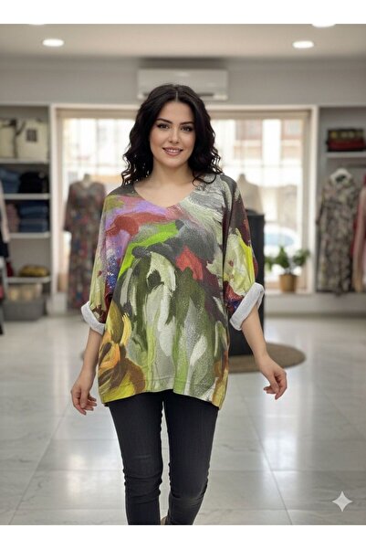 AGORATEKSTİL Women's Original Italian Patterned Digital Angora Sweater