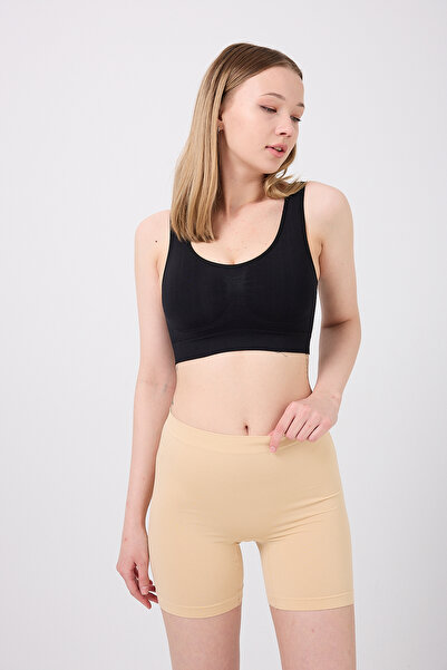 MİSTİRİK Pereto Model Stitch-Free Lightweight Shaping / Sculpting Non-Marking Women's Boxer Skin Color