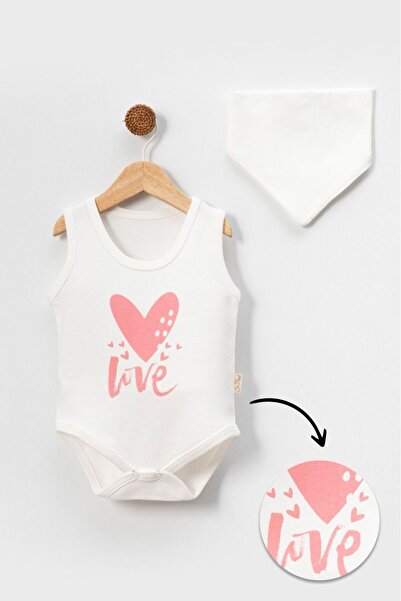 babytex Sleeveless Heart Patterned Bodysuit Bodysuit with Apron Set of 2 Body...