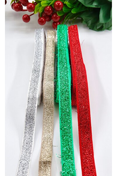 YENİCİ Ασημί βελούδινη κορδέλα (5 μέτρα-1 εκ.)