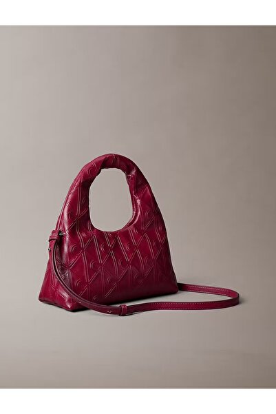 Calvin Klein Women's Logo Zippered Leather Daily Use Red Shoulder Bag Lv04F3200G-Z1K