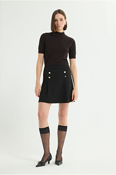 Love My Body Örme Önü Düğmeli Mini Etek