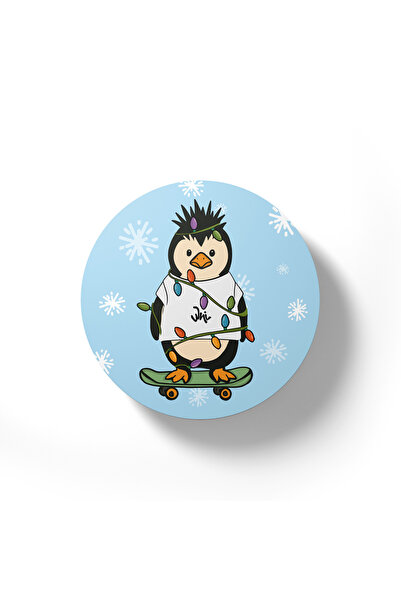 Why Not Ink Set of 4 Coasters - Penguin Skater – Christmas Coasters