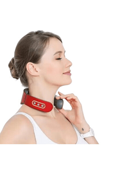 CRM cervical massage device with electromagnetic pulses, red