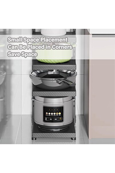 Generic 4-Tier Adjustable Pots & Pans Organizer Rack - Heavy-Duty Pot & Lid Holder