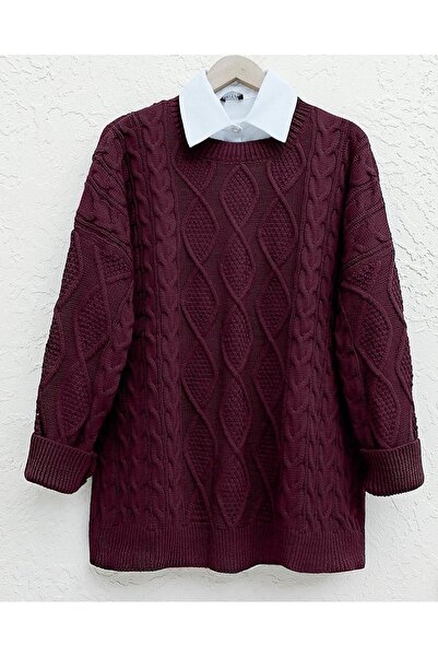 Vaniza Standard Size Honeycomb Patterned Knitwear Tunic Sweater