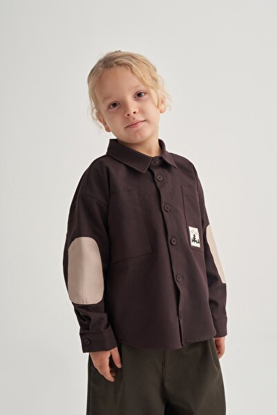 EBU Prive Cămașă unisex pentru copii din gabardină maro